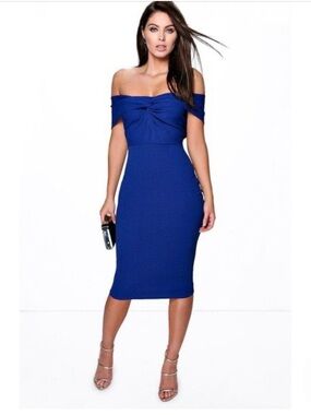Off shoulder Midi Dress in Royal Blue